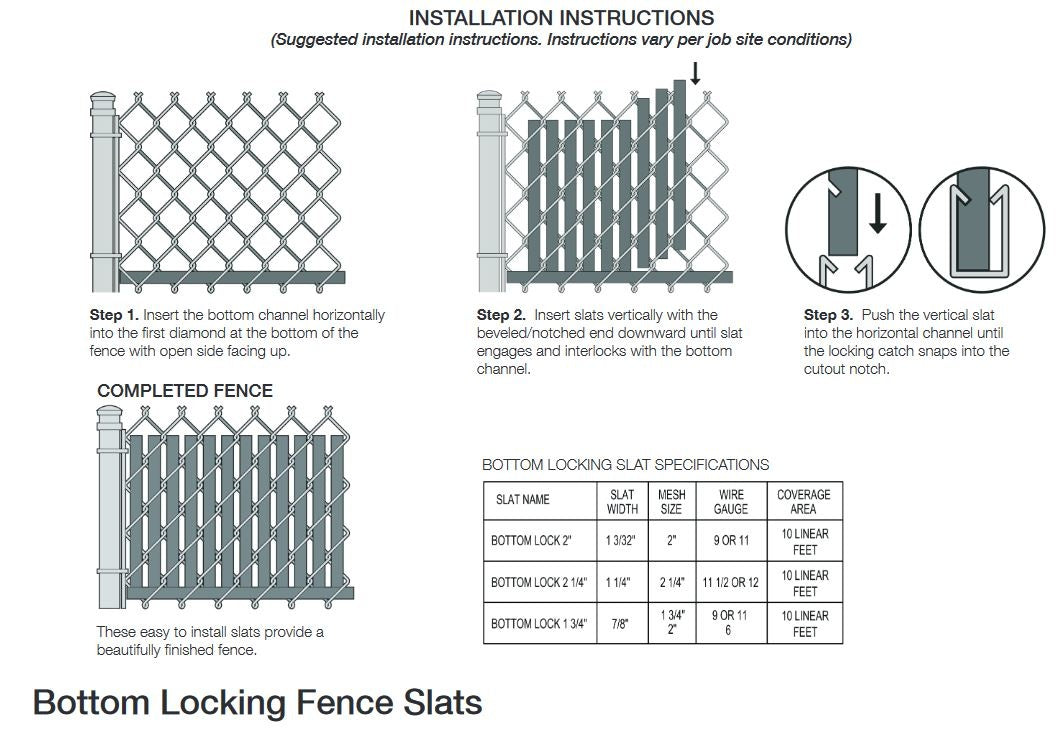 PDS BOTTOM LOCKING SLATS "10 LINEAR FEET"
