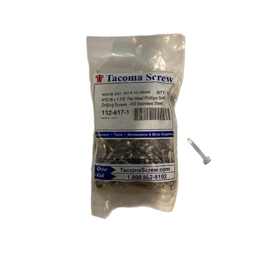 PAN HEAD PHILLIPS SELF DRILLING SCREW 410 STAINLESS STEEL #10-16 1 1/4"