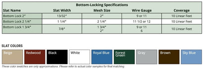 PDS BOTTOM LOCKING SLATS "10 LINEAR FEET"