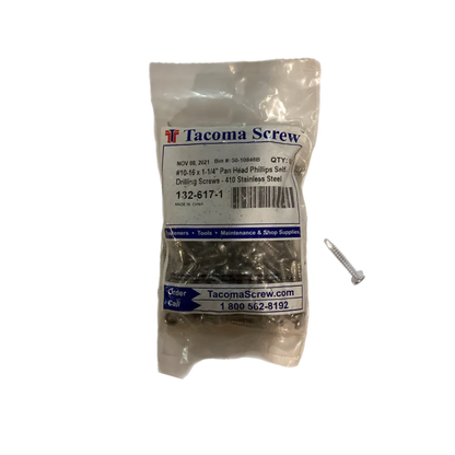 PAN HEAD PHILLIPS SELF DRILLING SCREW 410 STAINLESS STEEL #10-16 1 1/4"