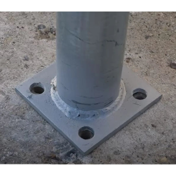 Plated Post For Concrete Mounted Chain link Fence / SS-40 Post Welded to 6X6 base plates
