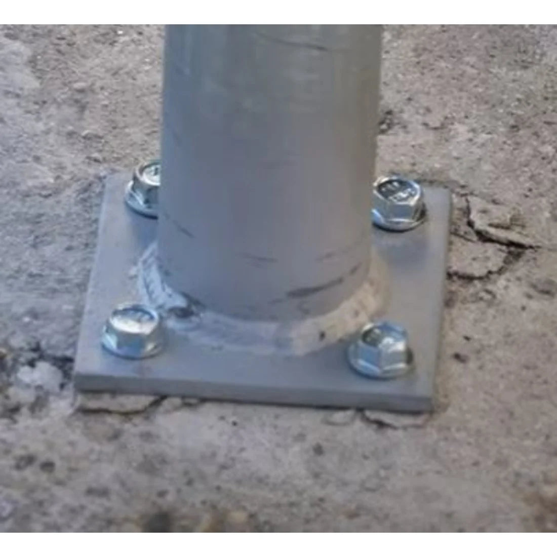 PLATED POST for Concrete Mounted Chainlink Fence / SS-40 Post Welded to 6X6X1/2" base plates  2 3/8 in. 10 FT