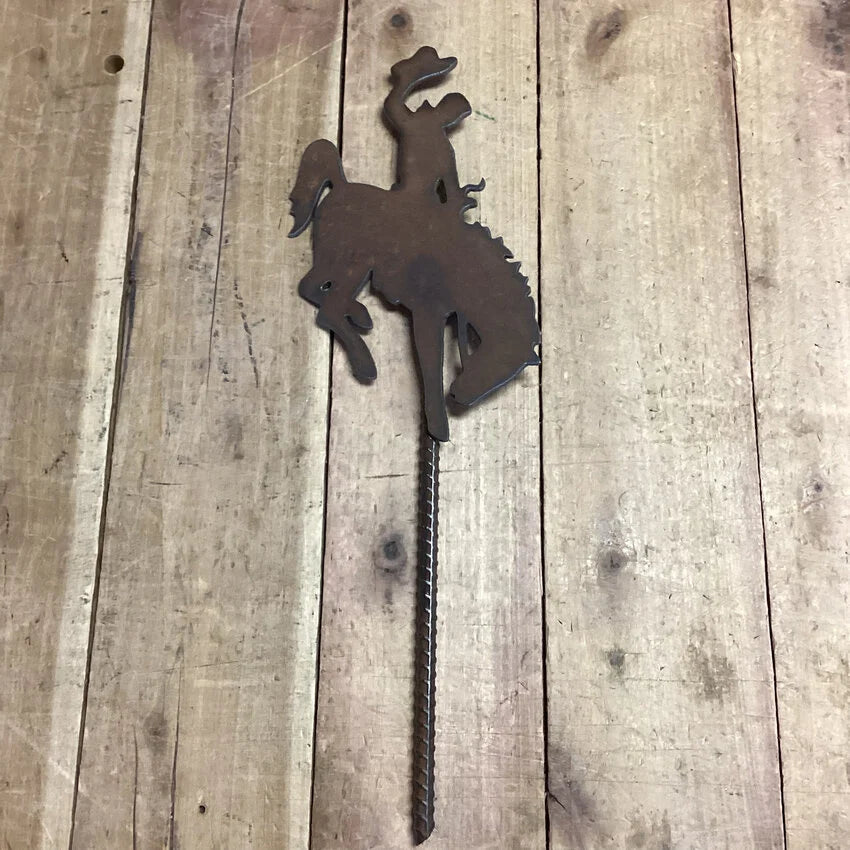 SWI Rustic Wyoming Bucking Horse Ground Stake